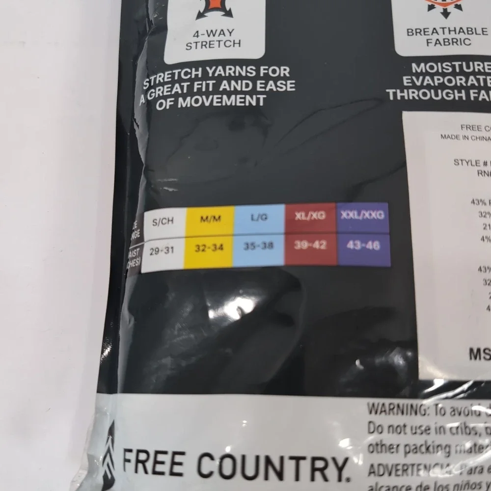 Free Country Microtech Heat Mens Base Layer Pants 2 pack  Black Size Small 29-31